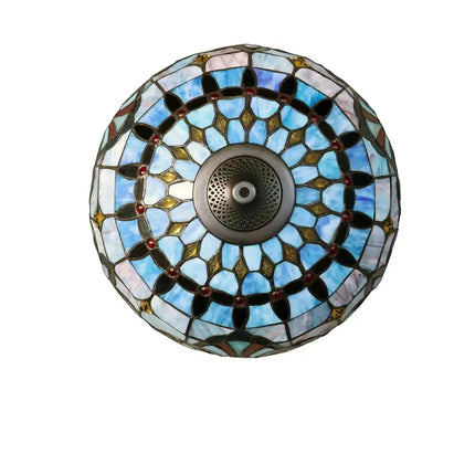 Grenville Victorian design 3 light Tiffany-style double lit table lamp