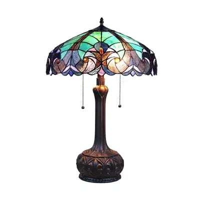 LIAISON Tiffany-Style Antique Dark Bronze 2-Light Victorian Table Lamp