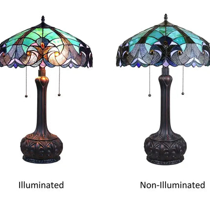 LIAISON Tiffany-Style Antique Dark Bronze 2-Light Victorian Table Lamp