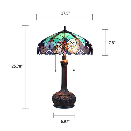 LIAISON Tiffany-Style Antique Dark Bronze 2-Light Victorian Table Lamp