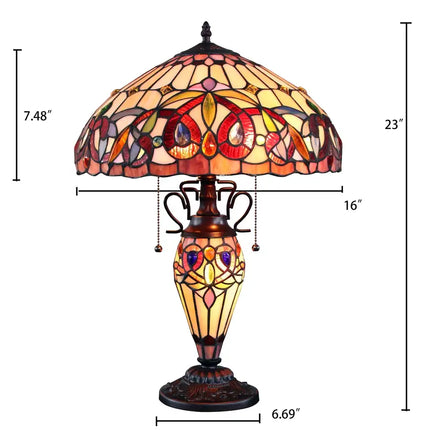 SERENITY Tiffany-style Dark Bronze 3 Light Double Lit