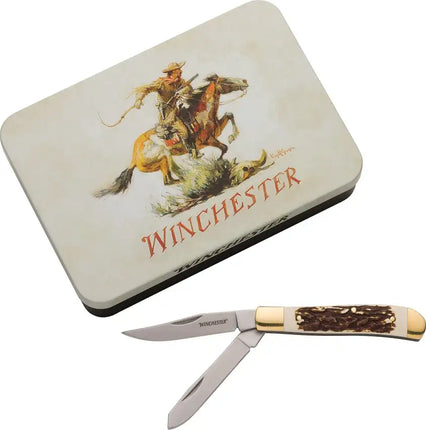 Stag Trapper In Tin Pocket Knife by Winchester