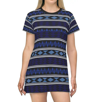 Uniquely You Womens Tee Style Dress,  Dark Blue Stripped Pattern
