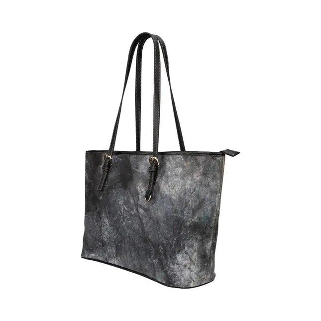 Women's Leather Tote Bag, Grey Multicolor Double Handle Handbag