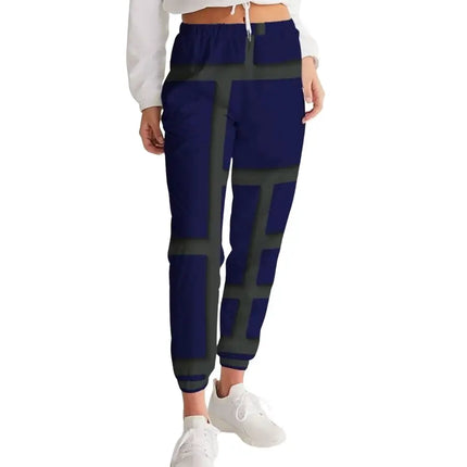 Womens Track Pants - Blue & Green Geometric Graphic Sports Pants