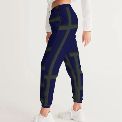 Womens Track Pants - Blue & Green Geometric Graphic Sports Pants