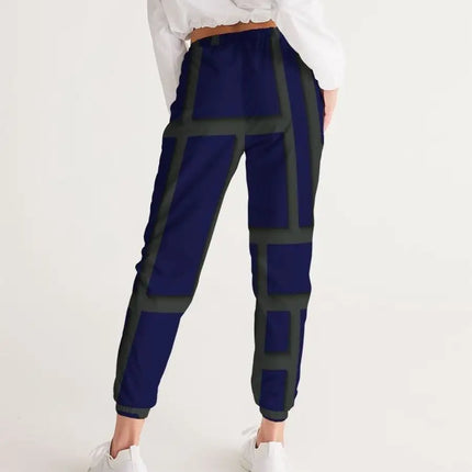 Womens Track Pants - Blue & Green Geometric Graphic Sports Pants