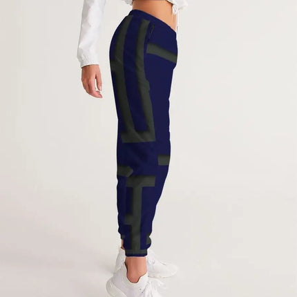Womens Track Pants - Blue & Green Geometric Graphic Sports Pants
