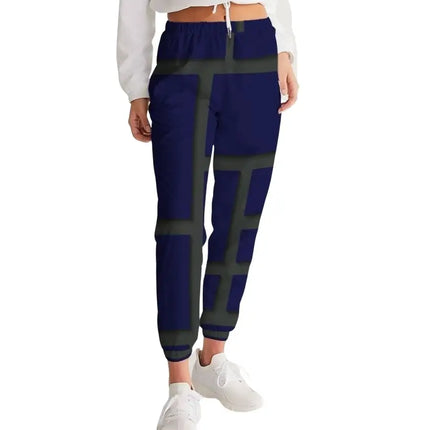 Womens Track Pants - Blue & Green Geometric Graphic Sports Pants