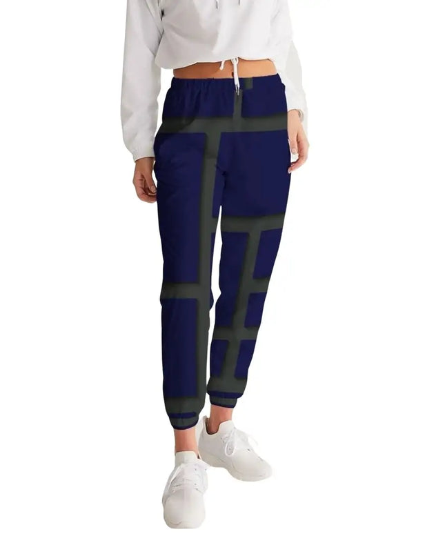 Womens Track Pants - Blue & Green Geometric Graphic Sports Pants