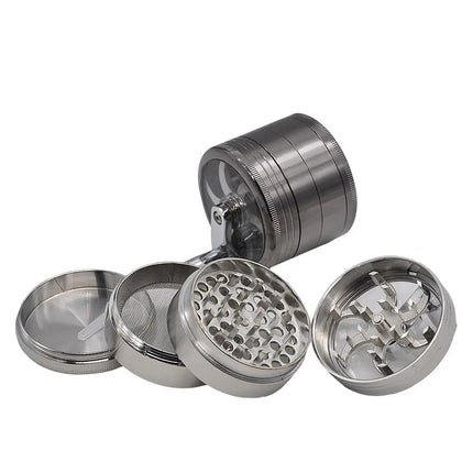 Molinillo de hierbas con manivela y mango de aleación de zinc, 4 capas, 63 mm (2 colores)