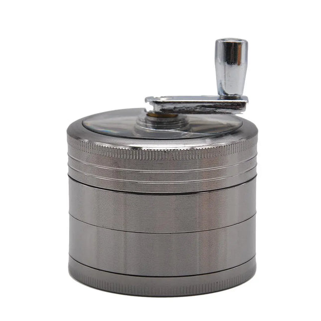 Molinillo de hierbas con manivela y mango de aleación de zinc, 4 capas, 63 mm (2 colores)